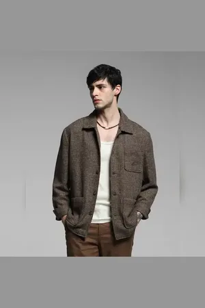 JACK & JONES Brown Spread Collar Oversized Shirt