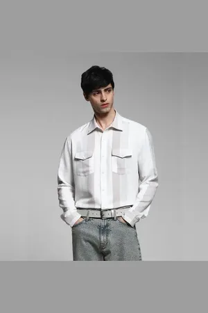 JACK & JONES White Striped Regular Fit Shirt