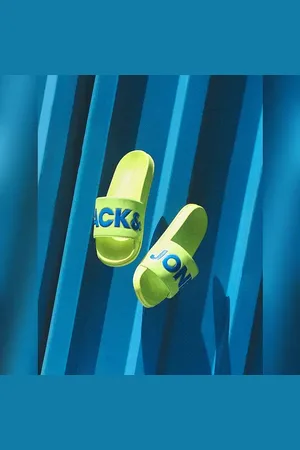 JACK & JONES Green Contrast Logo Pool Sliders