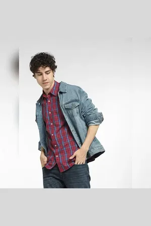 JACK & JONES Dark Red Check Full Sleeves Shirt