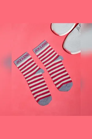 JACK & JONES Red Striped Mid Length Socks