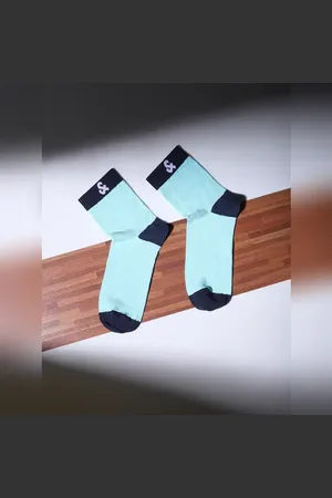 JACK & JONES Green Colourblocked Mid-Length Socks