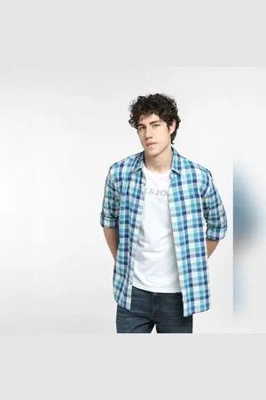 JACK & JONES Blue Check Full Sleeves Shirt