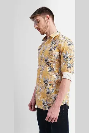 JACK & JONES Yellow Floral Full Sleeves Shirt