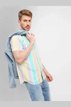 JACK & JONES Purple Colourblocked Short Sleeves Shirt