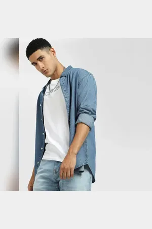 JACK & JONES Blue Denim Full Sleeves Shirt