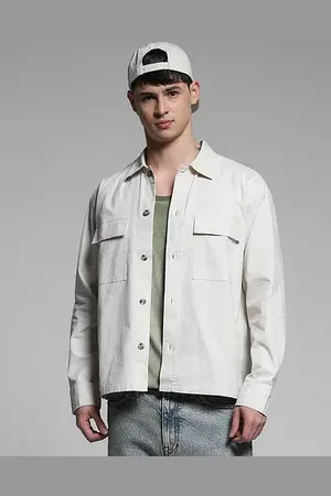 JACK & JONES Off-White Cotton Overshirt