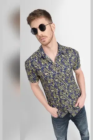 JACK & JONES Blue Floral Short Sleeves Shirt