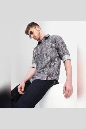JACK & JONES Brown Abstract Print Full Sleeves Shirt