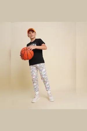 JACK & JONES Boys White Printed Cotton Sweatpants