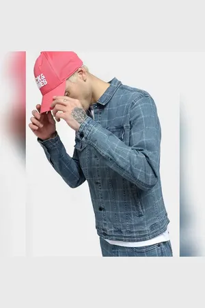JACK & JONES Blue Checks Co-ord Denim Jacket