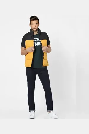 JACK & JONES Yellow High Neck Puffer Winter Jacket