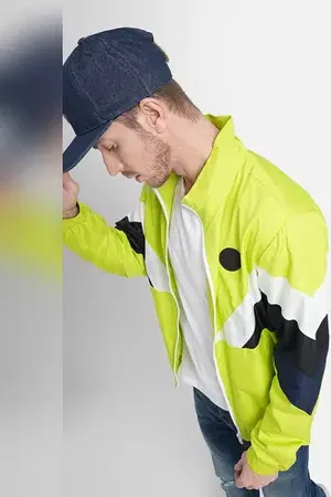 JACK & JONES Neon Green Colourblocked Windbreaker