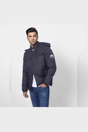 JACK & JONES Black High Neck Hooded Puffer Jacket
