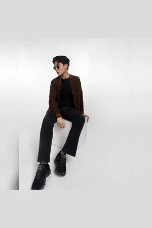 JACK & JONES Brown Textured Sweatshirt Jacket