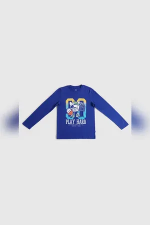 JACK & JONES BOYS Blue Graphic Print Crew Neck T-shirt