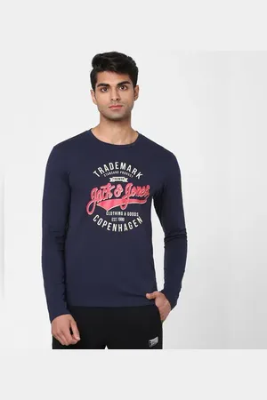JACK & JONES Blue Graphic Print Full Sleeves Shirt