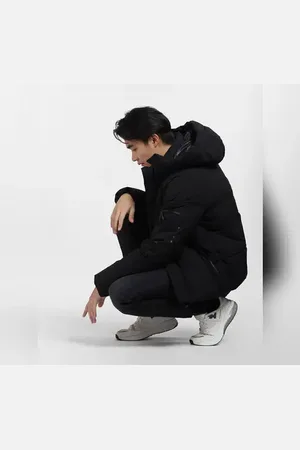 JACK & JONES Black Hooded Puffer Jacket
