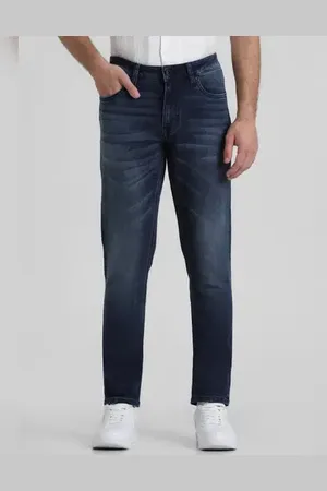 JACK & JONES Blue Mid Rise Washed Clark Straight Fit Jeans