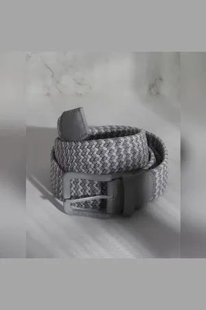 JACK & JONES Grey Colourblocked Woven Braided Belt