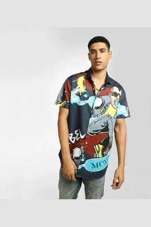 JACK & JONES Navy Blue Graphic Print Short Sleeves Shirt