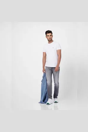 JACK & JONES Grey Low Rise Faded Ben Skinny Jeans