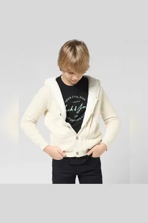 JACK & JONES JUNIOR BOYS White Hooded Cardigan