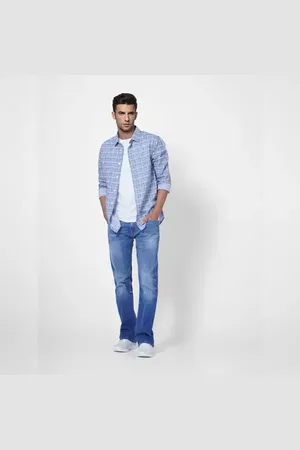 JACK & JONES Blue Colourblocked Check Full Sleeves Shirt