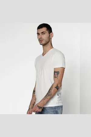 JACK & JONES White Slim Fit V-Neck T-Shirt