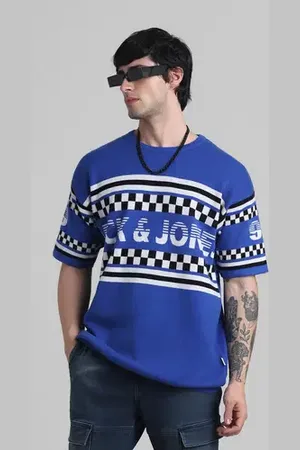 JACK & JONES Blue Logo Text Knitted T-shirt