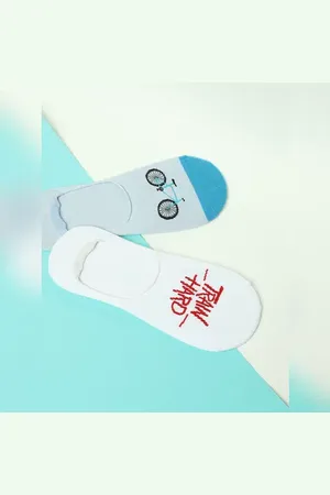 JACK & JONES Pack Of 2 No Show Socks - White & Blue
