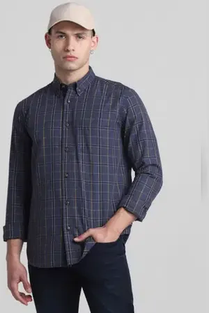JACK & JONES Blue Check Full Sleeves Shirt