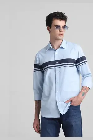 JACK & JONES Light Blue Cotton Full Sleeves Shirt