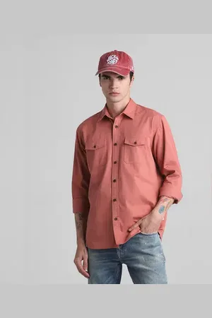 JACK & JONES Red Cotton Full Sleeves Shirt
