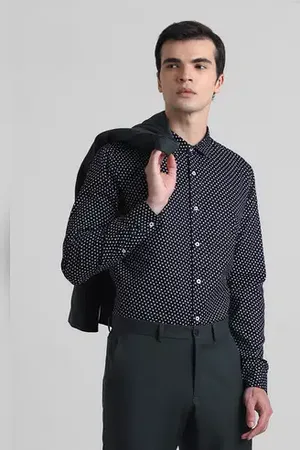 JACK & JONES Black Printed Full Sleeves Shirt