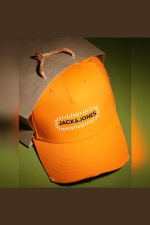 JACK & JONES Golden Yellow Logo Print Baseball Cap