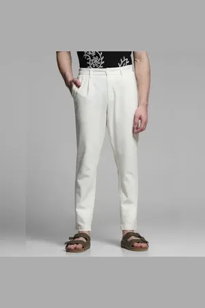 JACK & JONES Off-White Mid Rise Regular Fit Pants
