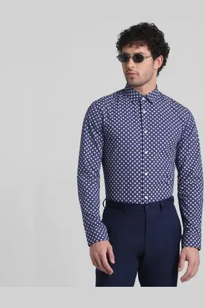 JACK & JONES Blue Polka Dot Full Sleeves Shirt