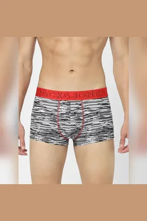 JACK & JONES Black & White Abstract Striped Trunks