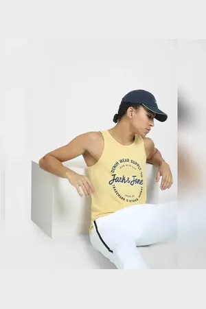 JACK & JONES Yellow Logo Print T-shirt Vest