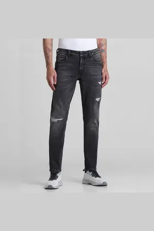 JACK & JONES Grey Low Rise Distressed Glenn Slim Jeans