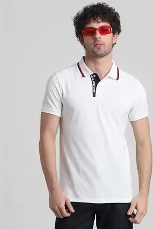 JACK & JONES White Logo Text Detail Polo