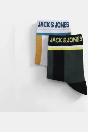 JACK & JONES Pack Of 2 Mid-Length Striped Socks - Green & Yellow