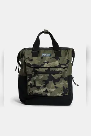 JACK & JONES Olive Green Camo Print Backpack