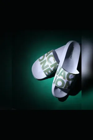 JACK & JONES White Logo Print Pool Sliders