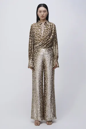 Shimmering Sequin Trousers Gold | NA-KD