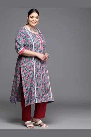 Shop Blue Cotton Embroidered Plus Size Kurti After Six Wear Online at Best  Price | Cbazaar