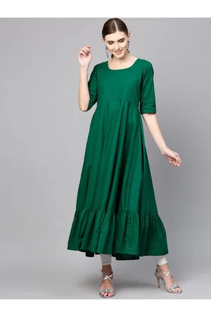 Women Green Ethnic Jacket and Kurta Set Viscose Rayon