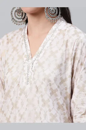 Amazon.com: Vrnda Indian Cream White Chikankari Cotton Kurtis For Women  Summer Dress Tunic Top Pant Set Pakistani Salwar Suit- Kameez (M-White) :  Clothing, Shoes & Jewelry