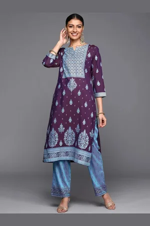 Libas Purple Yoke Design Silk Kurta